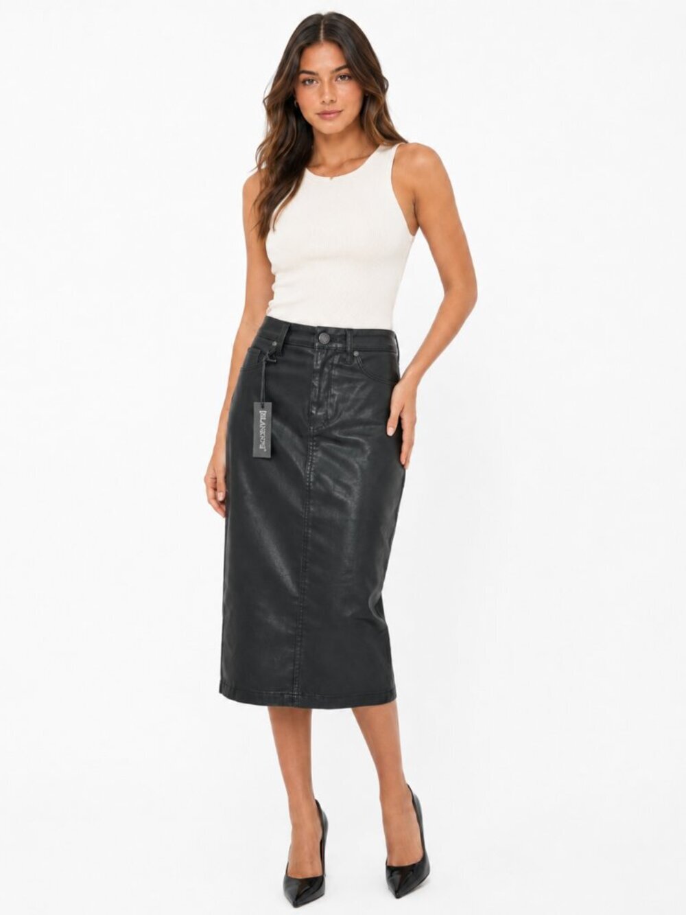BLANKNYC Faux Leather Pencil Skirt Black Knee Length Size 28